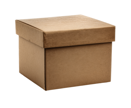 Simple brown gift box for various occasions and celebrations, cut out transparent