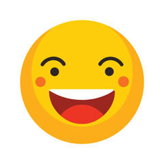 Fototapeta premium Cheerful emoji smiling face with blush representing happiness and joyful emotions in a flat design