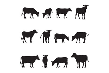 cow silhouettes vector