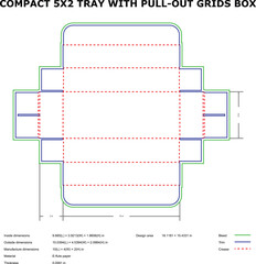 Compact 5x2 tray box design with pull out grids template