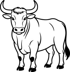Cow silhouette and line art vector illustration.