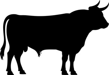 Cow silhouette and line art vector illustration.
