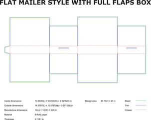 Flat mailer box template full flaps design die cut