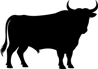 Cow silhouette and line art vector illustration.