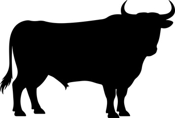 Cow silhouette and line art vector illustration.