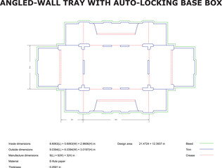 Angled wall tray auto locking base box design template