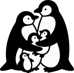 penguin family vector illustration