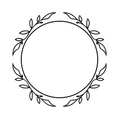 floral circle frame elegant wreath round border