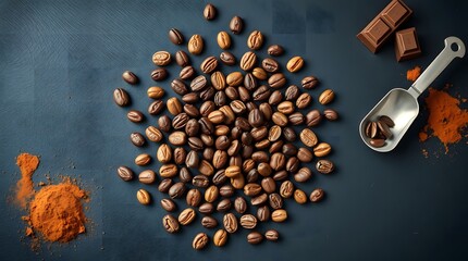 Roasted coffee beans. Food concept