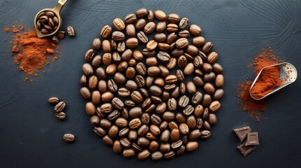 Roasted coffee beans. Food concept