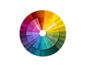 Obraz premium Color wheel showcasing a spectrum from warm to cool shades, cut out transparent