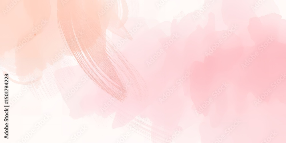 Poster a delicate blend of peach and pink watercolor washes creating a soft and dreamy abstract effect