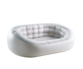 Inflatable lounge seat for casual indoor and outdoor use, cut out transparent
