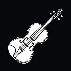 Obraz premium Violin Silhouette Vector isolated on white