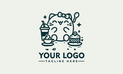 Cute chibi cartoon cat character with sparkling star eyes and adorable expression in kawaii illustration. Character concept
