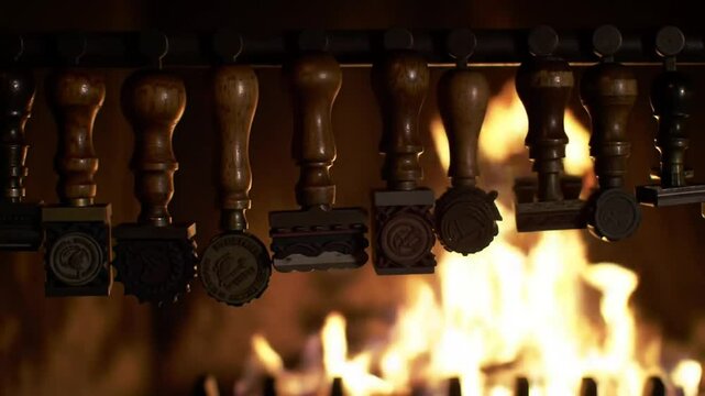 Vintage Stamp Collection Displayed Above A Fireplace In A Cozy Home
