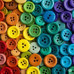 Fototapeta premium Multicolored Sewing Buttons Close-up - Craft Supplies