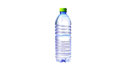 Blue plastic water bottle isolated on transparent background