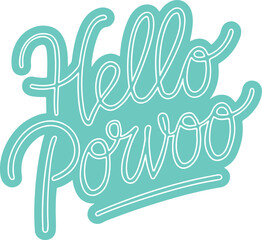 Obraz premium Hello Purwoo - Cute Teal Hand-Lettered Design.