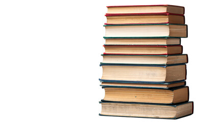 Stack of old books isolated on transparent background
