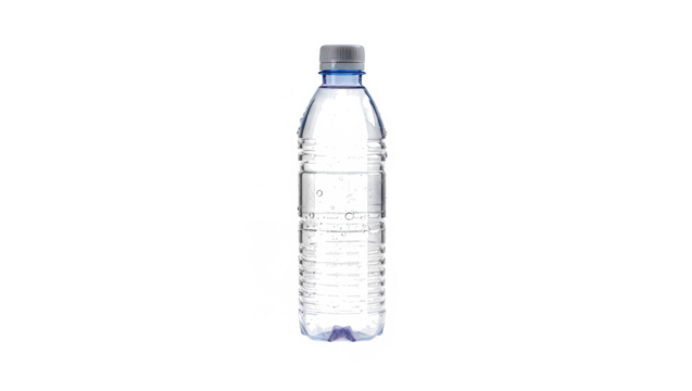Blue plastic water bottle isolated on transparent background