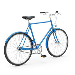 Blue Vintage Bicycle on White Background