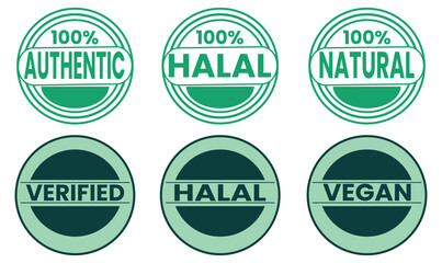 green badge bundle halal authentic natural verified vegan, halal green badge, authentic green badge, natural green badge, verified green badge, vegan green badge, eco-friendly badge set