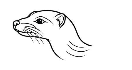 Line art illustration of an otter head in side view.eps
