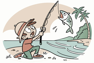 Fantasy fishing in the clouds, floating islands and sky whales