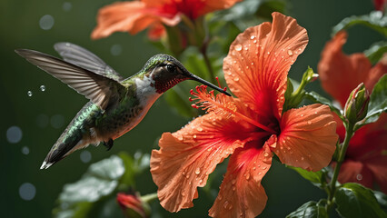 Naklejka premium hummingbird and flower