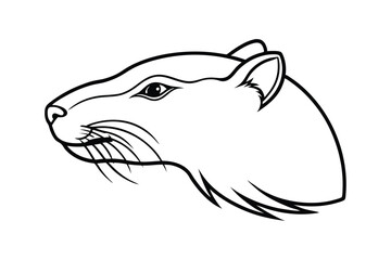 Line art illustration of a beaver head in side view.eps © T-shirt Land