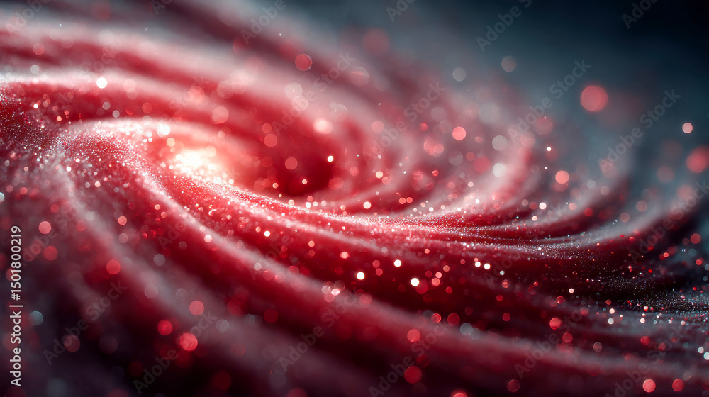 Aufkleber abstract red spiral resembling a galactic vortex made of glowing threads and glittering particles