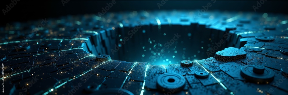 Poster presentation slide background for loss prevention platforms – futuristic visualization of uncontroll