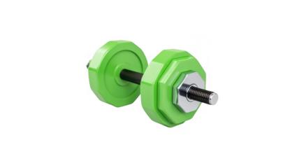 Bright green dumbbell isolated on transparent background