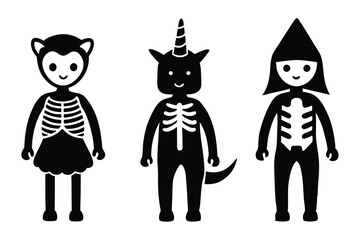 Set of halloween kids costumes children in funny