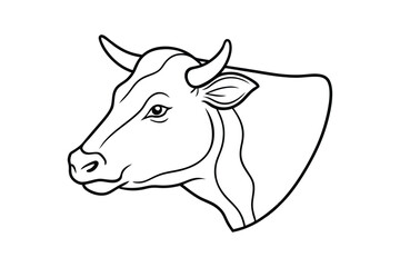 Line art illustration of a cow head in side view.eps
