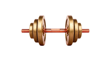 Fototapeta premium Gold dumbbell with copper barbell isolated on transparent background
