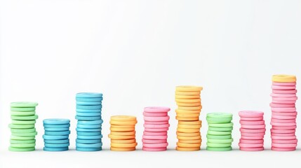 Colorful stacks of macarons create a vibrant visual display, perfect for sweet treat lovers and dessert enthusiasts.