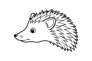 Line art illustration of a hedgehog head in side view.eps