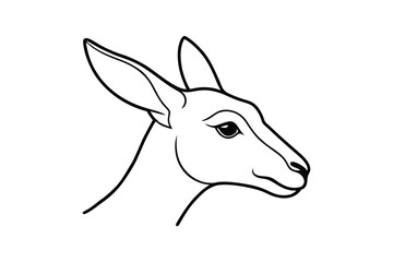Line art illustration of a kangaroo head in side view.eps
