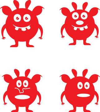 set of cute monster character illustration vector