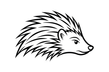 Line art illustration of a porcupine head in side view.eps