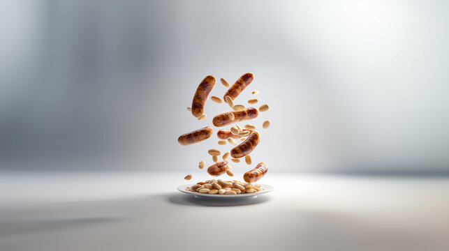 Catalan butifarra amb mongetes. Mediterranean traditional food.  