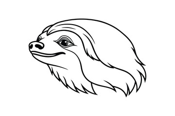 Line art illustration of a sloth head in side view.eps