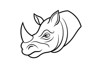 Line art illustration of a rhinoceros head in side view.eps