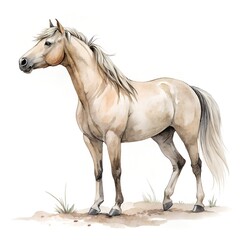 Obraz premium Elegant Hand-Painted Watercolor Illustration of a Horse Isolated on White Background