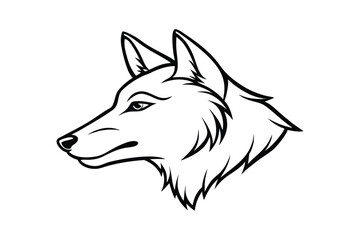 Line art illustration of a wolf head in side view.eps