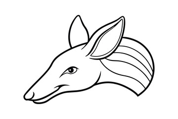 Line art illustration of an aardvark head in side view.eps