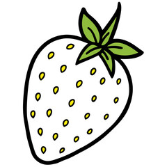 Delicious healthy red apple and strawberry fruit vector illustrations