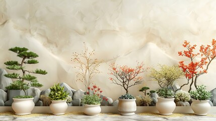 Trendy potted plants classic wall background